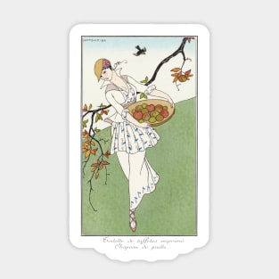 Toilettes de Taffetas Fashion Illustration by George Barbier Sticker